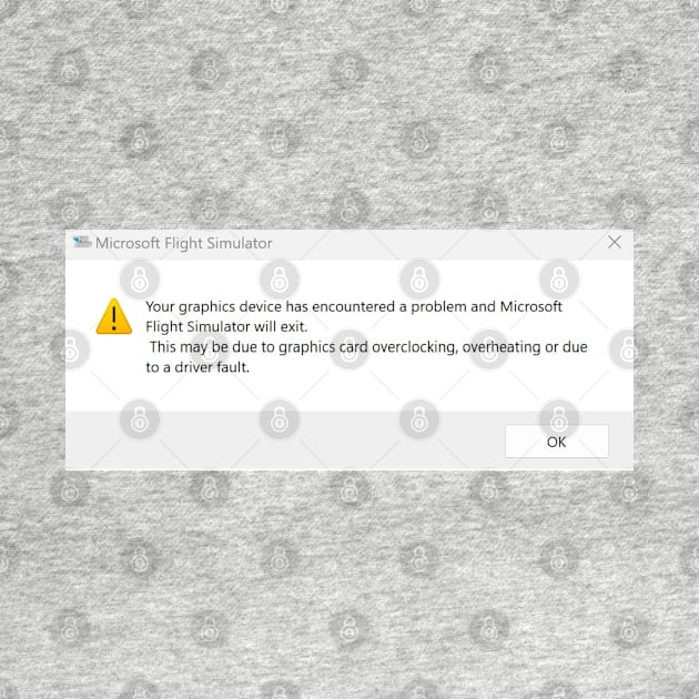 MSFS Crash Graphics Error Message by Dpe1974